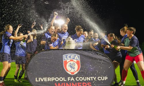 Celebratory image of Liverpool Feds winning the LCFA County Cup